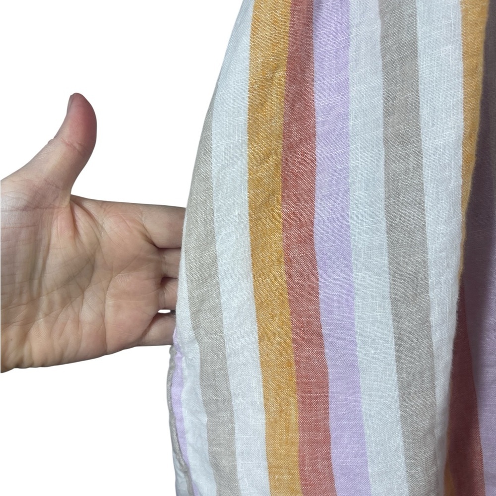 Lou & Grey for LOFT 100% Linen Pastel Striped Midi Dress Size L - Picture 3 of 9